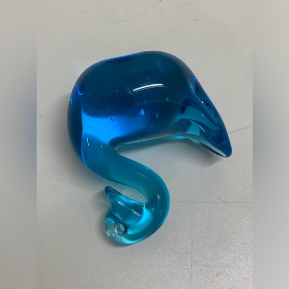Vintage Mid Century Clear Blue Pinched Blown Glass Art Swan Murano Paperweight - Picture 12 of 15